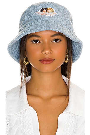 FIORUCCI Faux Fur Bucket Hat in Blue | REVOLVE display picture 1