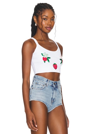 FIORUCCI Embroidered Cropped Tank Top in White