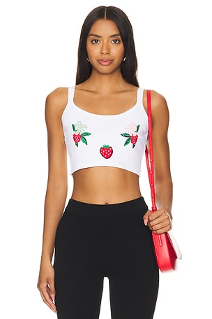 White Embroidered Cropped Tank Top FIORUCCI