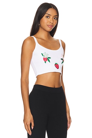 FIORUCCI White Embroidered Cropped Tank Top in White