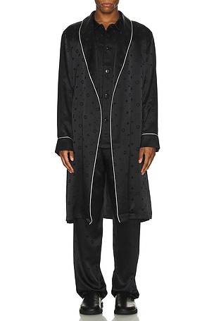 fleur du mal Men's Silk Jacquard PJ Top in Black. Size M. Also