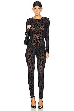 Flocked Leopard Catsuit fleur du mal