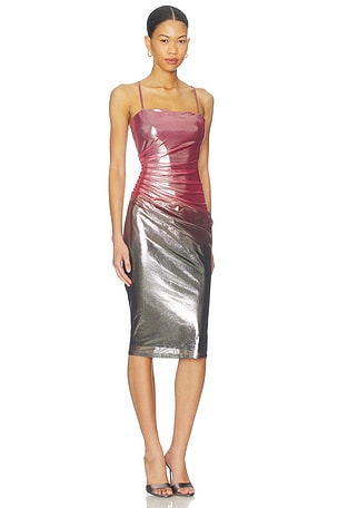 fleur du mal Ombre Shine Dress in Pink,Metallic Silver