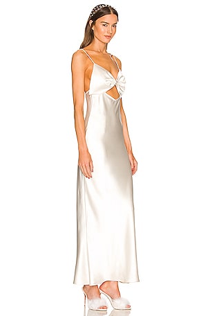 fleur du mal Bow Slip Dress in Ivory