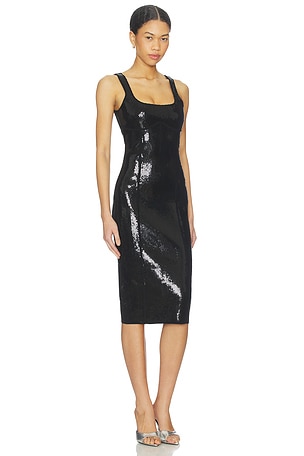 fleur du mal Knit Bodycon Midi Corset Dress in Black