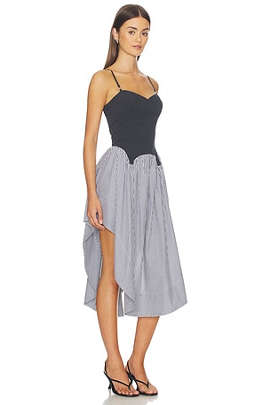 fleur du mal Colorblock Cupped Midi Dress in Black