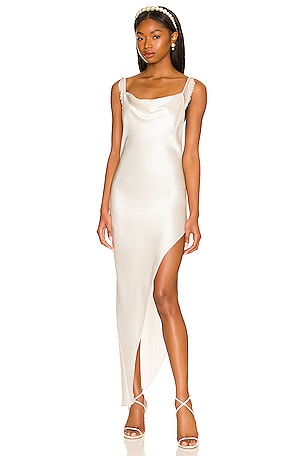 Cowl Neck Dress With Pearl Tasselsfleur du mal$378