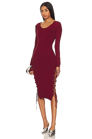 Aurora - Long-Sleeve Lace Cutout Midi Bodycon Dress