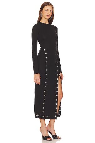 fleur du mal Midi Dress With Side Snaps in Black