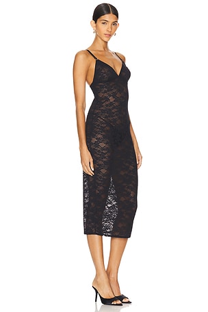 fleur du mal Le Stretch Lace Slip Dress in Black