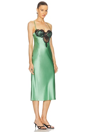 fleur du mal Frankie Lace Cupped Slip Dress in Green