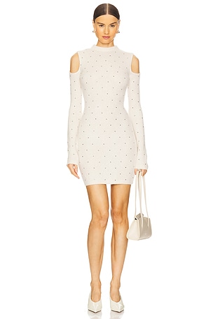 Rhinestone Knit Long Sleeve Mini Dress fleur du mal