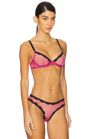 fleur du mal Sheer Tulle Demi Bra in Pink. Size 32B. Also