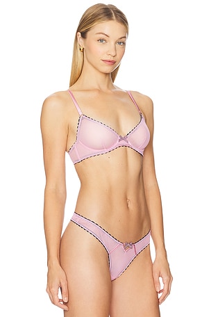 fleur du mal Sabrina Mesh Demi Bra in Pink. Size 36C. Also