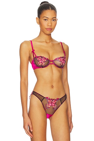 fleur du mal Butterfly Embroidery Balconette in Pink. Size 36D. Also