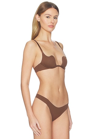 fleur du mal Le Stretch Micro Seduce U-plunge Bra in Brown. Size 36D. Also