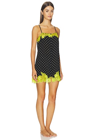 fleur du mal Juliet Lace Button Slip in Black