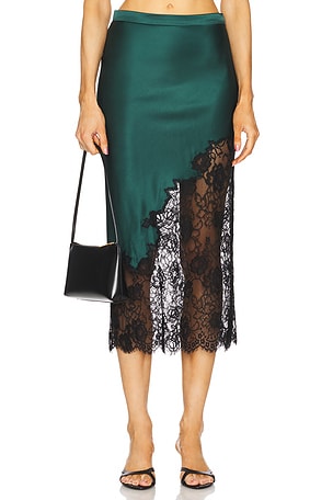 Silk And Lace Scallop Midi Skirt fleur du mal