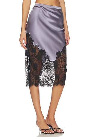 fleur du mal Juliet Lace And Silk Skirt in Lavender