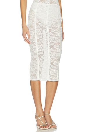 fleur du mal JUPE LE STRETCH LACE PENCIL en Ivoire