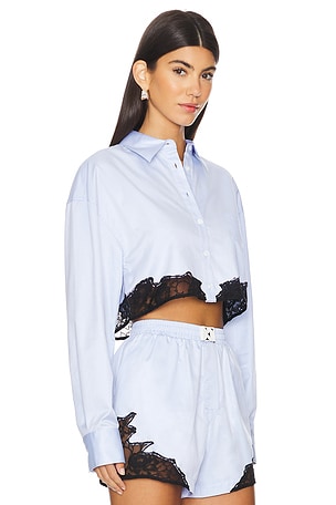 fleur du mal Cropped Button Down in Blue