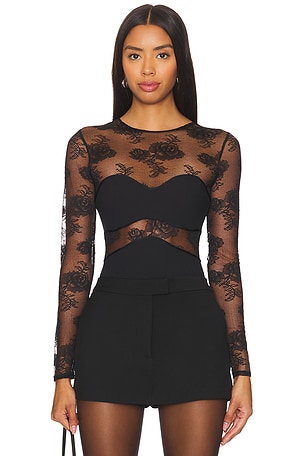 Bouquet Lace And Jersey Bodysuit fleur du mal