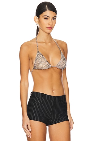fleur du mal Brass Chain Bralette in Metallic Silver