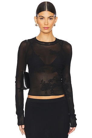 Lace Pointelle Long Sleeve Top fleur du mal