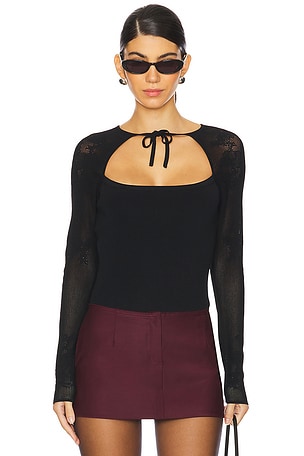 Lace Pointelle Knit Decollette Top fleur du mal