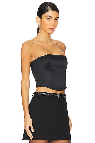 fleur du mal Silk Corset Top in Black