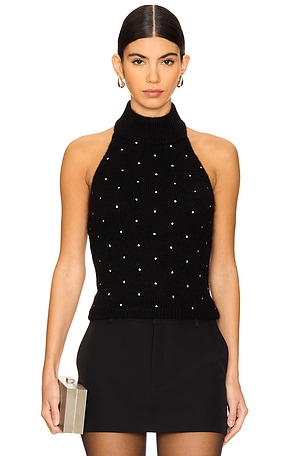 Rhinestone Knit Halter Turtleneck fleur du mal