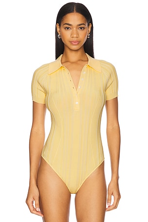 fleur du mal Fleur du mal mono tipo polo de canalé en color amarillo talla S en Mantequilla - Yellow