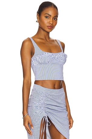 fleur du mal Poplin Bustier Top in Baby Blue