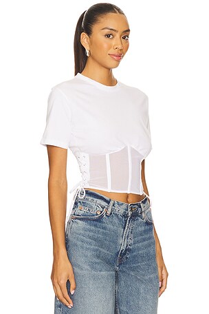 fleur du mal Sabrina Corset T-Shirt in Ivory. Size S. Also