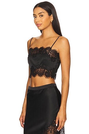 fleur du mal Silk And Lace Bandeau Top in Black