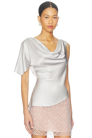 fleur du mal Asymmetrical Silk Top in White