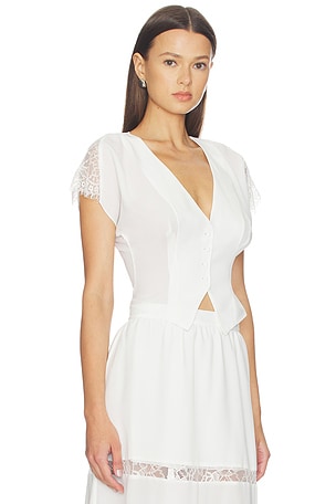 fleur du mal Georgette Flounce Top in Ivory