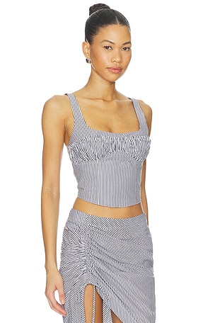 Fleur du mal poplen bustier top en color negro