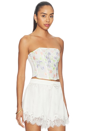 fleur du mal Elar Emrboidery Corset Top en Ivoire