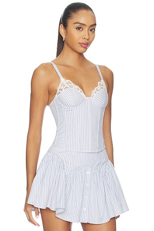 fleur du mal East Hampton Poplin Corset in Blue