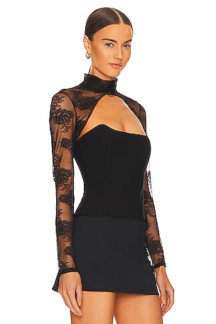 fleur du mal Bouquet Lace Shrug in Black