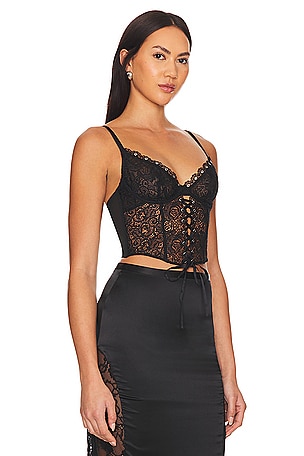 fleur du mal Lace Up Bustier in Black