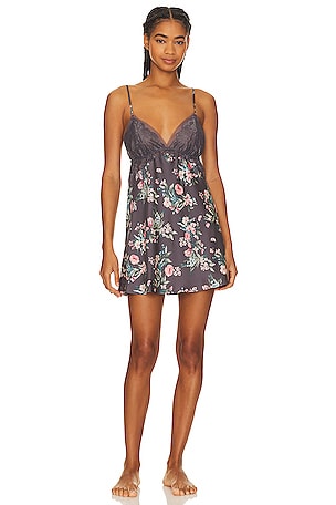Andrea Printed Shimmer Charmeuse Lace Chemise Flora Nikrooz