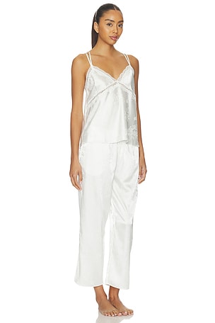 Flora Nikrooz Florence Solid Jacquard Charmeuse Capri Set in Ivory