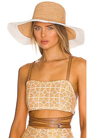 florabella Lucia Brim Sunhat in Natural & White | REVOLVE display picture 3