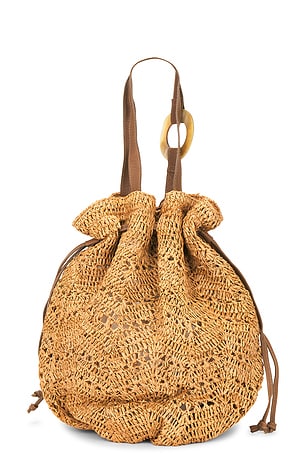 florabella Antilles Crochet Raffia And Leather Tote Bag in Tan