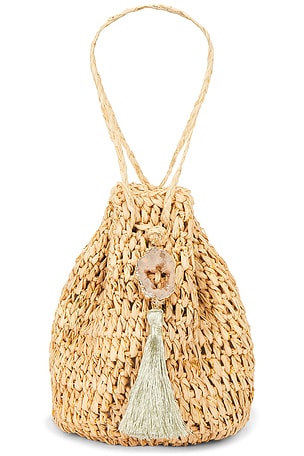 florabella Stintino Hand Crochet Raffia Wristlet in Neutral