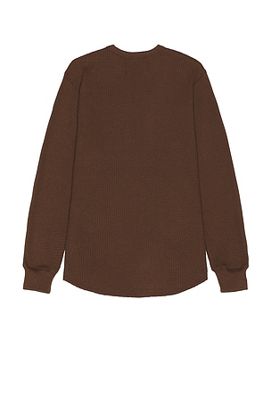 FORMER AG Long Sleeve Waffle Shirt in Brown