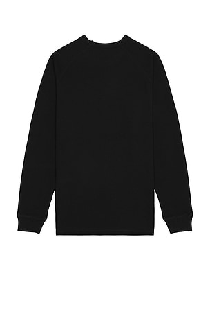 FORMER Anderson Long Sleeve Waffle Shirt in Black