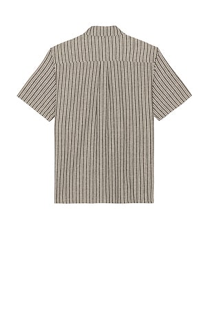 FORMER Reynolds Stripe Short Sleeve Shirt in Black
